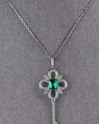 Natural Emerald Key Pendant