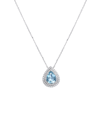 Aquamarine With Diamonds Pendant