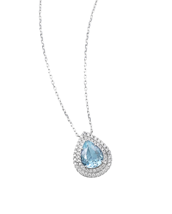 Aquamarine With Diamonds Pendant