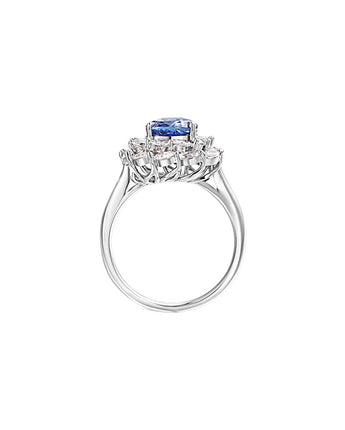 Cushion Blue Sapphire Ring With Diamond