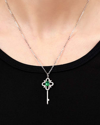 Natural Emerald Key Pendant