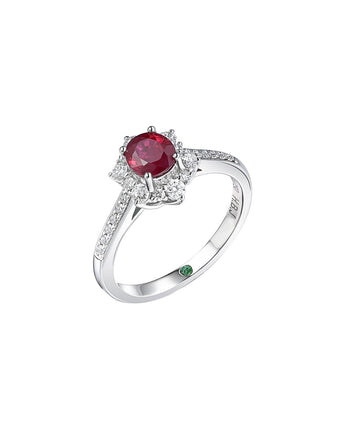 Myanmar Ruby Ring With Diamonds