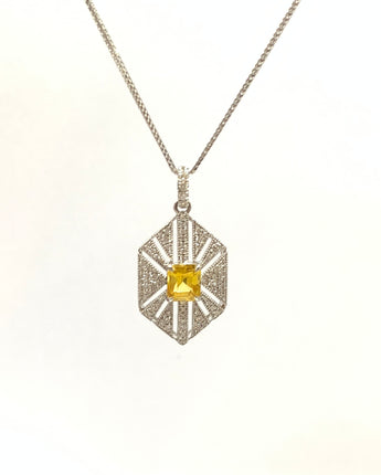 1.17 carat Octagonal Cut Yellow sapphire pendant