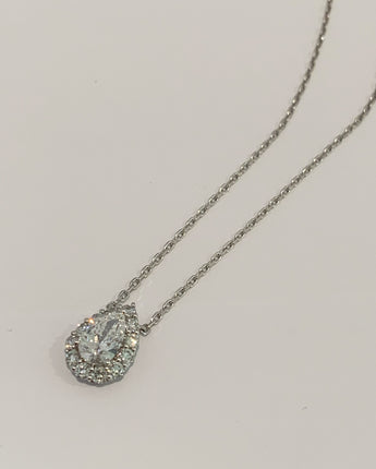 1 carat Pear Lab Diamond Halo Pendant