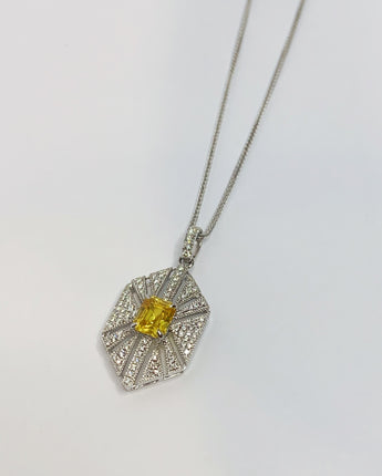 1.17 carat Octagonal Cut Yellow sapphire pendant