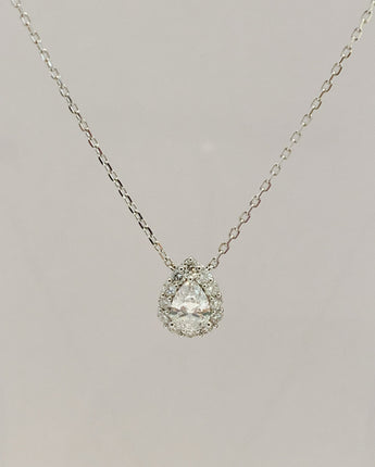 1 carat Pear Lab Diamond Halo Pendant