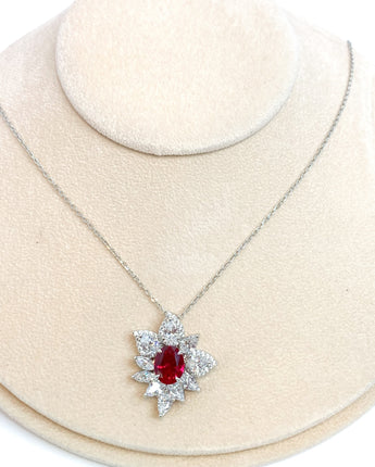 2.5 carat Oval Lab Grow Ruby pendant