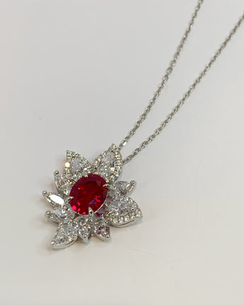 2.5 carat Oval Lab Grow Ruby pendant