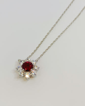 1 carat Round Lab Grow Ruby pendant