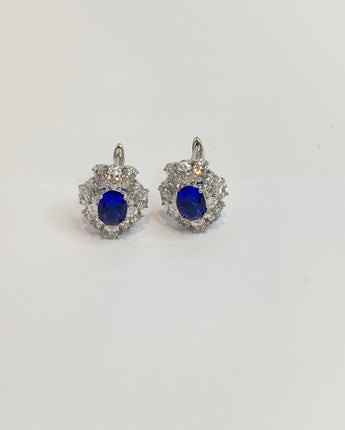 2.4 Carat Lab Grow Oval Blue Sapphire Studs