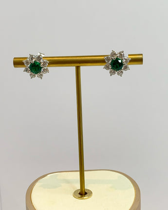 1 carat Lab Grow Round Emerald Stud Earings