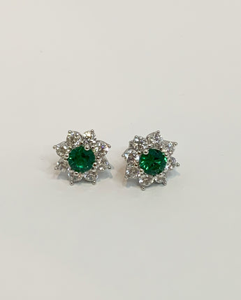 1 carat Lab Grow Round Emerald Stud Earings