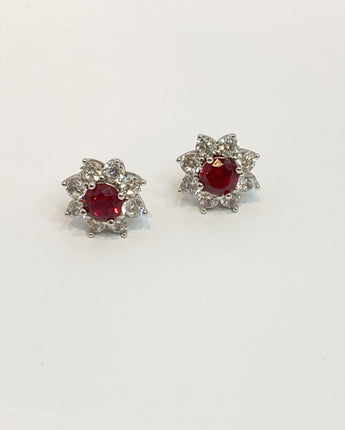 1 carat Lab Grow Round Ruby Stud Earrings