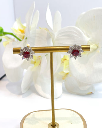 1 carat Lab Grow Round Ruby Stud Earrings